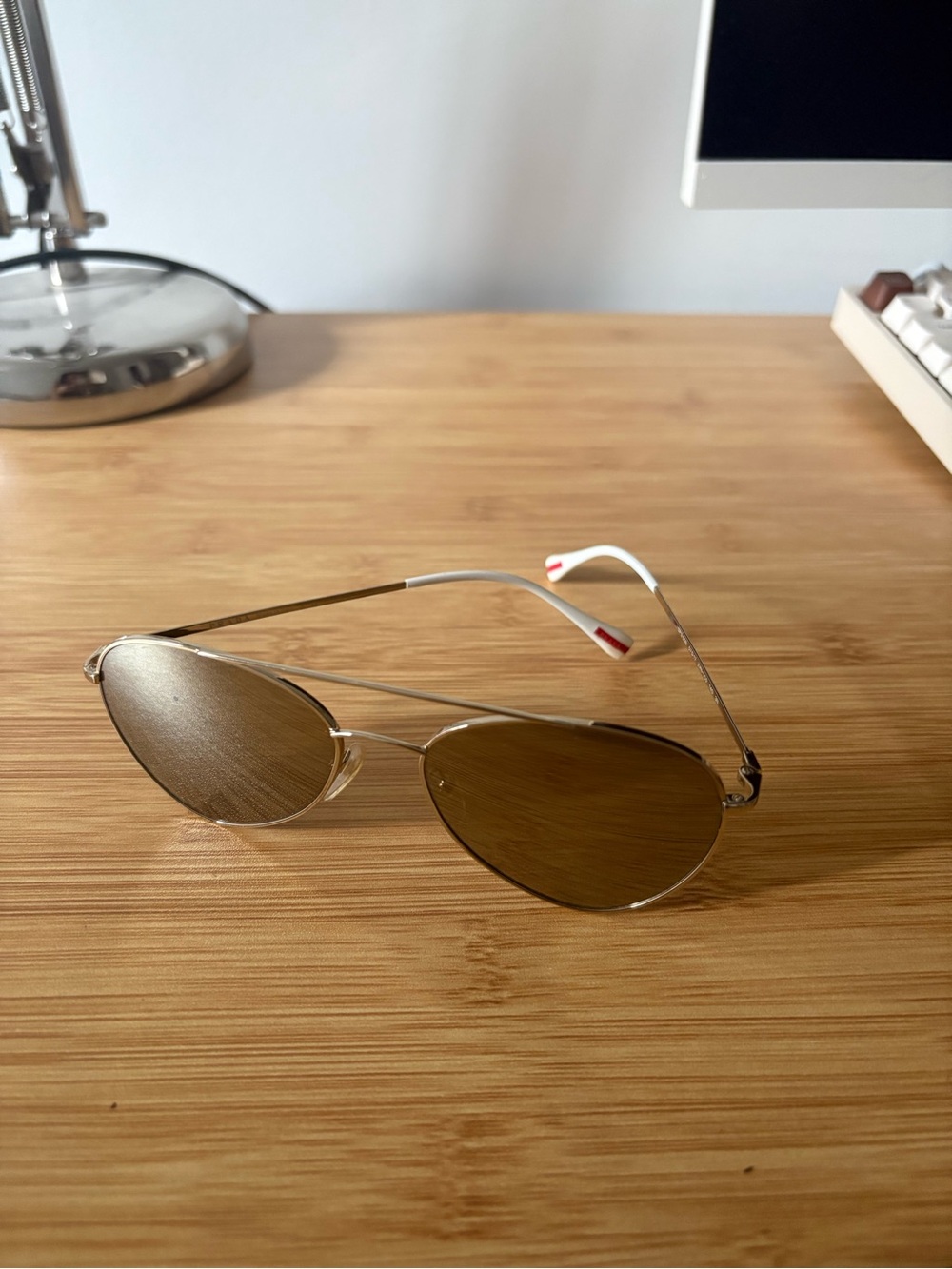 Prada aviator sunglasses (white and red accent)